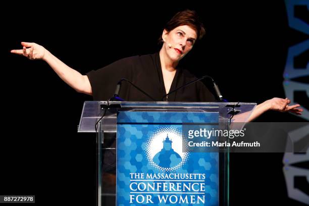 Chef Barbara Lynch speaks the Opening Night of the Massachusetts Conference for Women at the Boston Convention Center on December 6, 2017 in Boston,...
