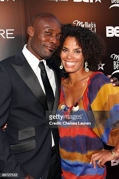 Actor Jimmy Jean-Louis and his wife Evelyn Jean-Louis attend the "Pre" Party hosted by Debra Lee in celebration of the BET Awards 2009 at the Drago...