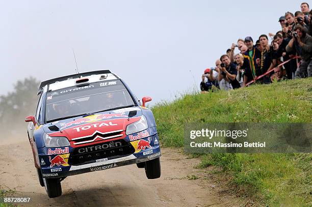 Daniel Sordo and Marc Marti of Spain compete in their Citroen C4 Total during the third leg of the WRC Rally of Poland on June 28, 2009 in Mikolajki,...