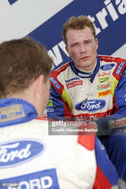 Jari Matti Latvala of Finland looks dejected after crashing out during day three of the WRC Rally of Poland on June 28, 2009 in Mikolajki, Poland.