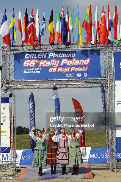 General view of the podium during the WRC Rally of Poland on June 28, 2009 in Mikolajki, Poland.