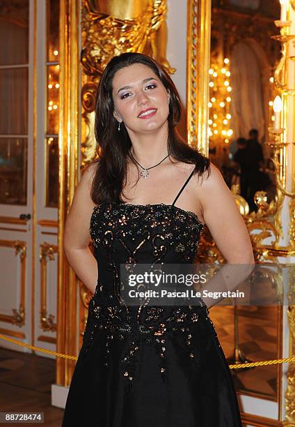 Montblanc New Voices Award winner Kristina Kapustinskaya poses during the Montblanc White Nights Festival Mariinsky Ball at Catherine Palace on June...