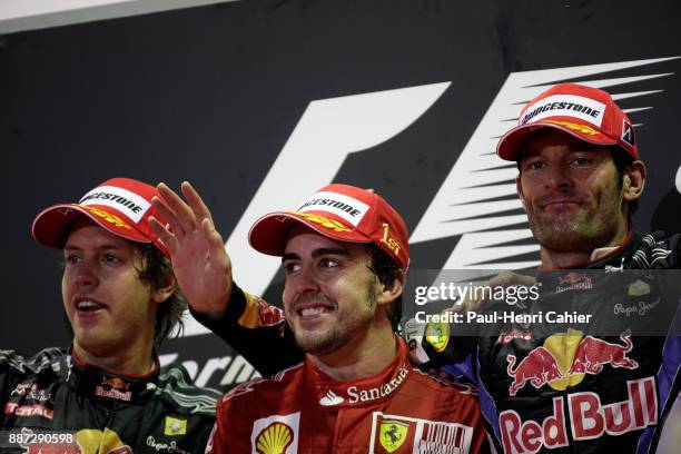 Fernando Alonso, Sebastian Vettel, Mark Webber, Grand Prix of Singapore, Marina Bay Street Circuit, 26 September 2010.