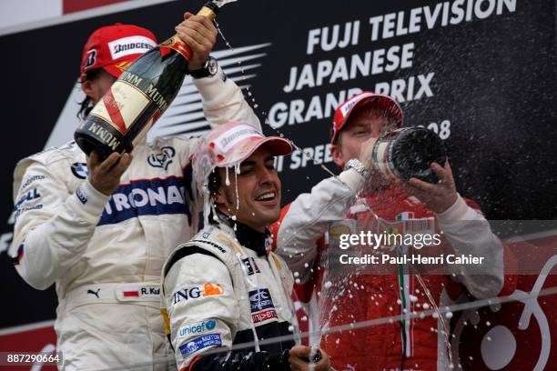 Fernando Alonso, Robert Kubica, Kimi Raikkonen, Grand Prix of Japan, Fuji Speedway, 12 October 2008.