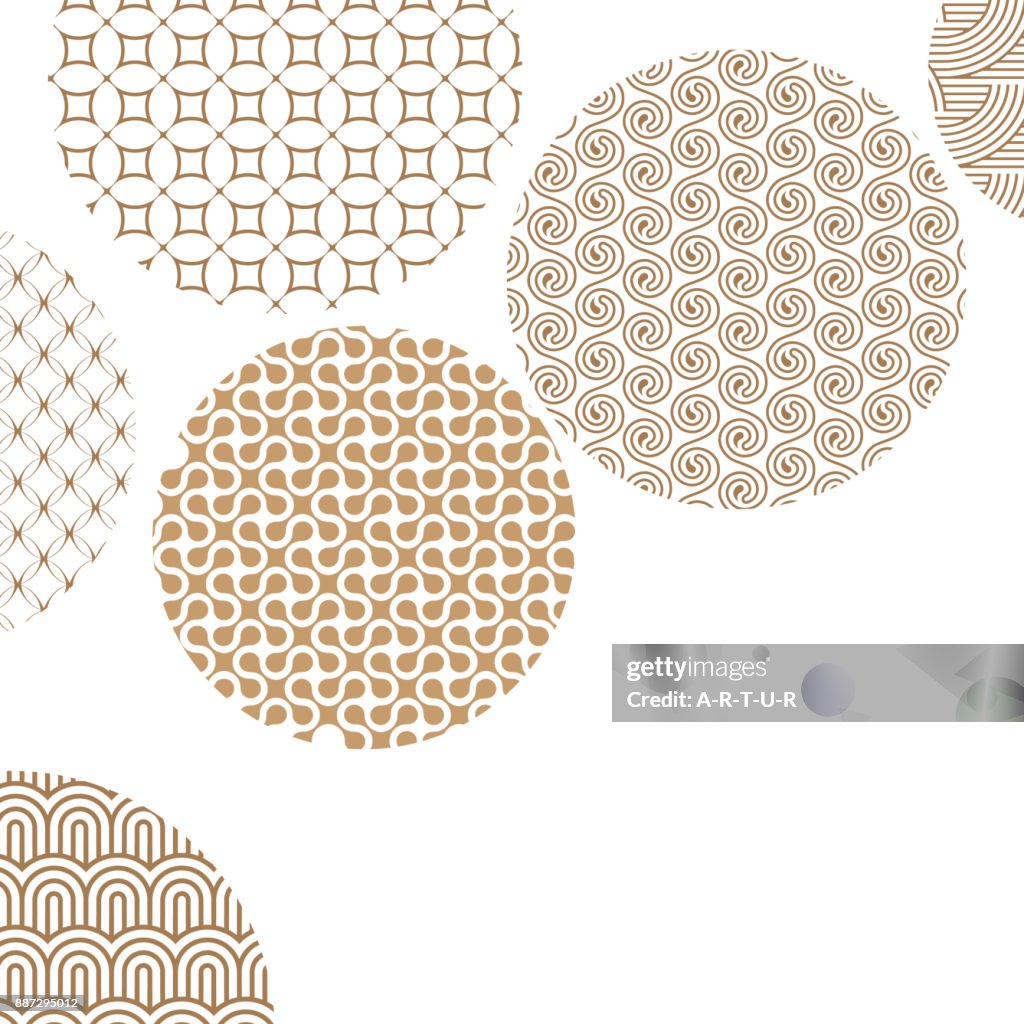 Different Circle Pattern Types Golden Circles With Different Geometric Patterns On White With Clipping ...