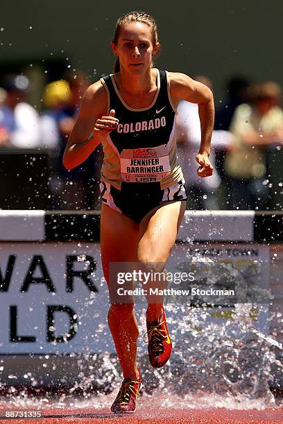 Jennifer Barringer competes in the 3000 meter steeplechase final during the USA Outdoor Track & Field Championships at Hayward Field on June 28, 2009...