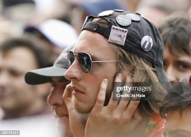 Bruce Springsteen fan in the crowd at Hard Rock Calling music festival, Hyde Park on June 28, 2009 in London, England.