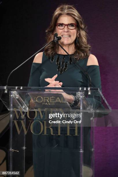 President of L'Oreal Paris Karen T. Fondu speaks onstage during the L'Oreal Paris Women of Worth Celebration 2017 on December 6, 2017 in New York...