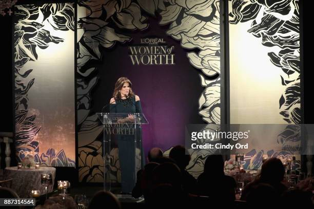 President of L'Oreal Paris Karen T. Fondu speaks onstage during the L'Oreal Paris Women of Worth Celebration 2017 on December 6, 2017 in New York...