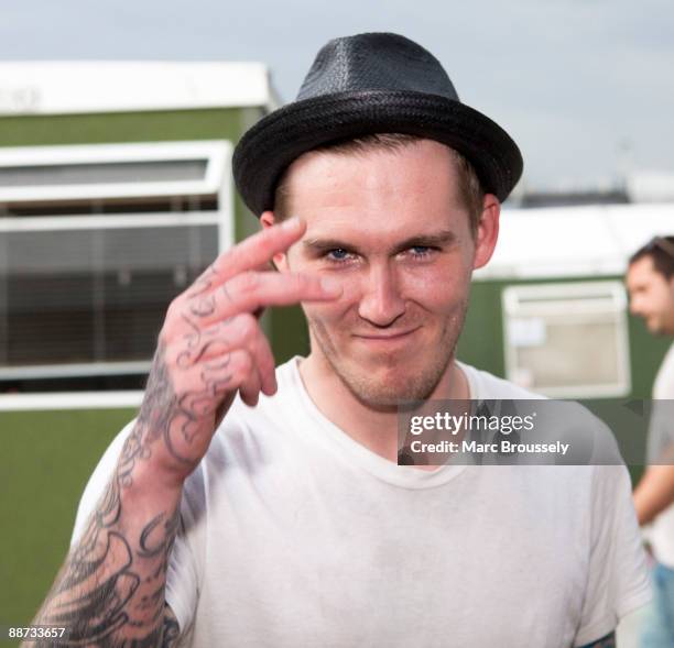 Brian Fallon from The Gaslight Anthem in the Hard Rock Backstage Area on day 3 of Hard Rock Calling in Hyde Park on June 27, 2009 in London, England.