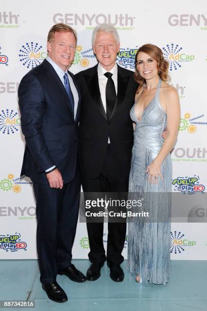 Commissioner Roger Goodell, former U.S. President Bill Clinton, and CEO of GENYOUth Alexis Glick attend the Second Annual GENYOUth Gala at Intrepid...