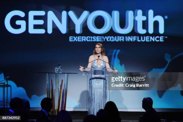 Of GENYOUth Alexis Glick speaks onstage during the Second Annual GENYOUth Gala at Intrepid Sea-Air-Space Museum on December 6, 2017 in New York City.