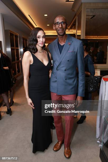 Model and Larry Bentley during the Macklowe Gallery Hosts 2018 Winter Antiques Show Kickoff Event at 445 Park Avenue on December 6, 2017 in New York...