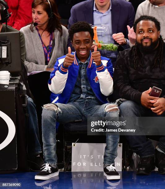 Caleb McLaughlin attends the Memphis Grizzlies Vs New York Knicks game at Madison Square Garden on December 6, 2017 in New York City.