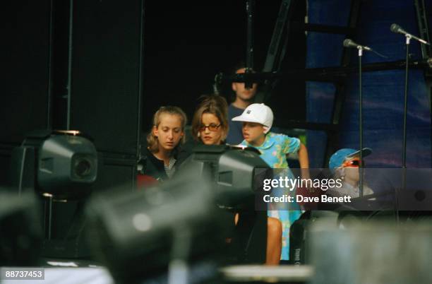 Lisa Marie Presley with her children Danielle and Benjamin during her former husband Michael Jackson's HIStory concert at Wembley, 15th July 1997.