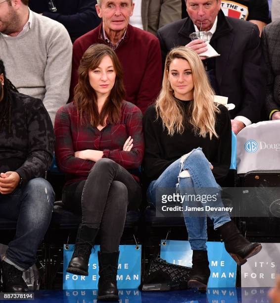 Isidora Goreshter and Shailene Woodley attend the Memphis Grizzlies Vs New York Knicks game at Madison Square Garden on December 6, 2017 in New York...