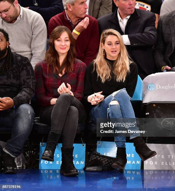 Isidora Goreshter and Shailene Woodley attend the Memphis Grizzlies Vs New York Knicks game at Madison Square Garden on December 6, 2017 in New York...