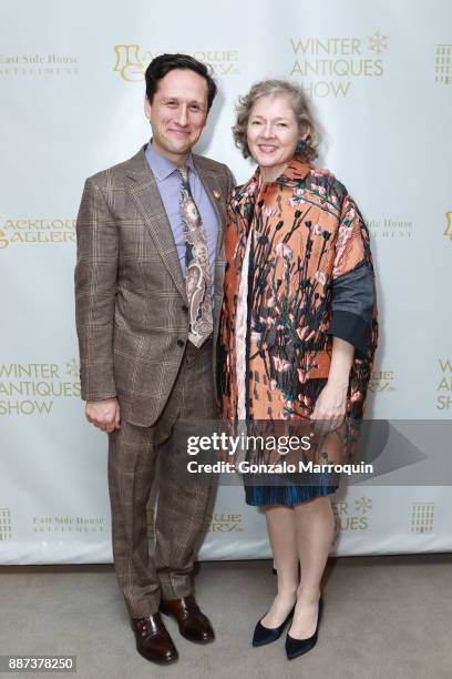 Benjamin Macklowe and Catherine Sweeney Singer during the Macklowe Gallery Hosts 2018 Winter Antiques Show Kickoff Event at 445 Park Avenue on...