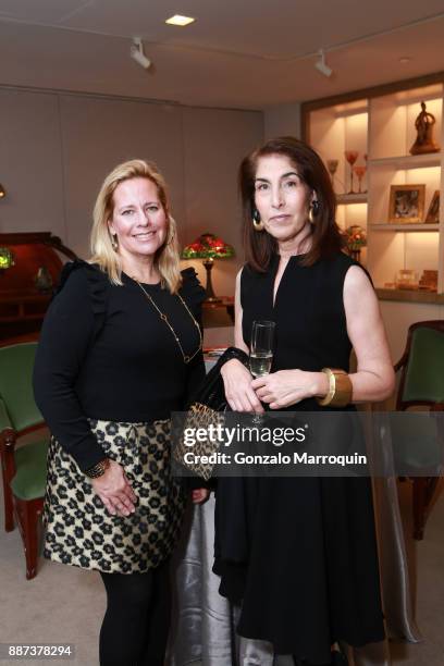 Tara Theune Davis and Julie Adell during the Macklowe Gallery Hosts 2018 Winter Antiques Show Kickoff Event at 445 Park Avenue on December 6, 2017 in...