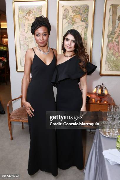 Models posing during the Macklowe Gallery Hosts 2018 Winter Antiques Show Kickoff Event at 445 Park Avenue on December 6, 2017 in New York City.