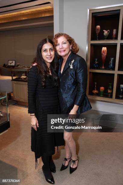 Kamal Agrawal and Carol Federer during the Macklowe Gallery Hosts 2018 Winter Antiques Show Kickoff Event at 445 Park Avenue on December 6, 2017 in...