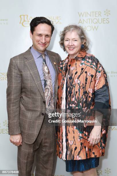 Benjamin Macklowe and Catherine Sweeney Singer during the Macklowe Gallery Hosts 2018 Winter Antiques Show Kickoff Event at 445 Park Avenue on...