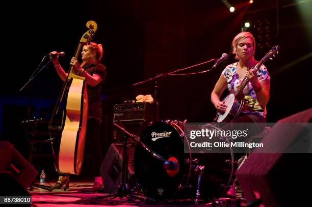 Stella Bondesson and Greta Bondesson of Baskey perform on stage at De Montfort Hall And Gardens on June 20, 2009 in Leicester, England.