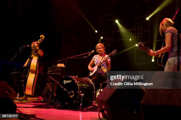 Stella Bondesson, Greta Bondesson and Sunniva Bondesson of Baskey perform on stage at De Montfort Hall And Gardens on June 20, 2009 in Leicester,...