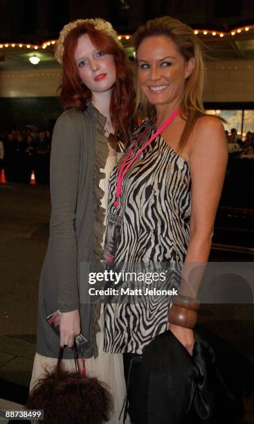 Alice Burdeu and Charlotte Dawson arrive for the official Australian Premiere of the film 'Bruno' at the State Theatre on June 29, 2009 in Sydney,...