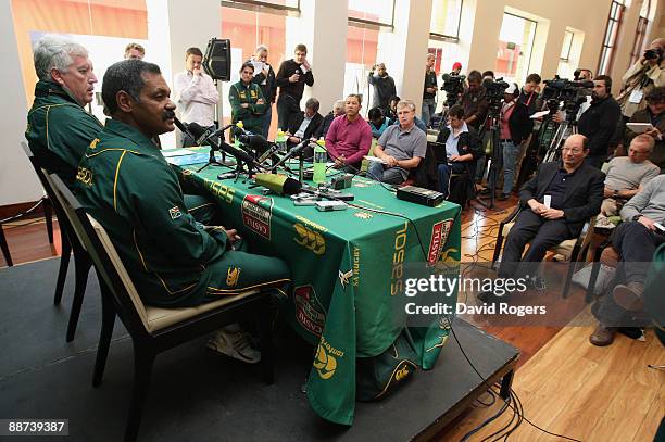 Peter de Villiers, the South Africa head coach addresses the media at a South Africa press conference held at the Sun Square Hotel in Fourways on...