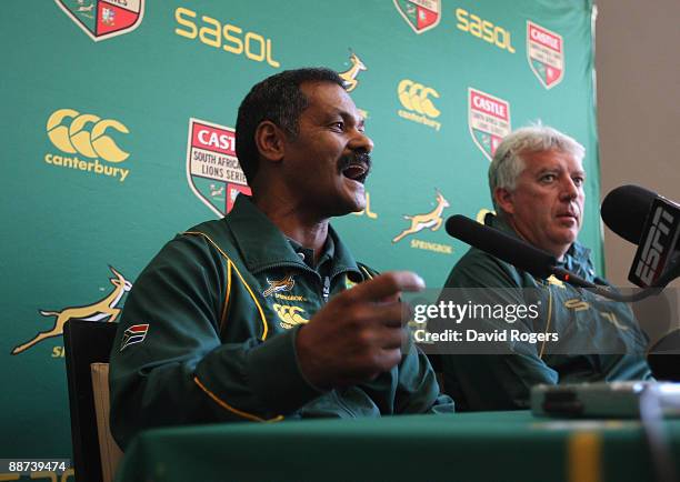 Peter de Villiers, the South Africa head coach addresses the media at a South Africa press conference held at the Sun Square Hotel in Fourways on...