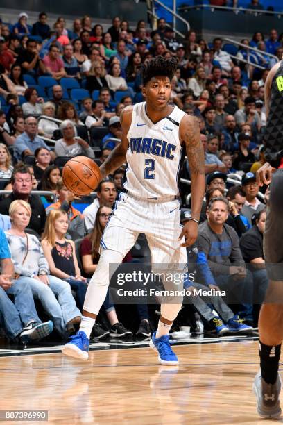 Elfrid Payton of the Orlando Magic handles the ball against the Atlanta Hawks on December 6, 2017 at Amway Center in Orlando, Florida. NOTE TO USER:...