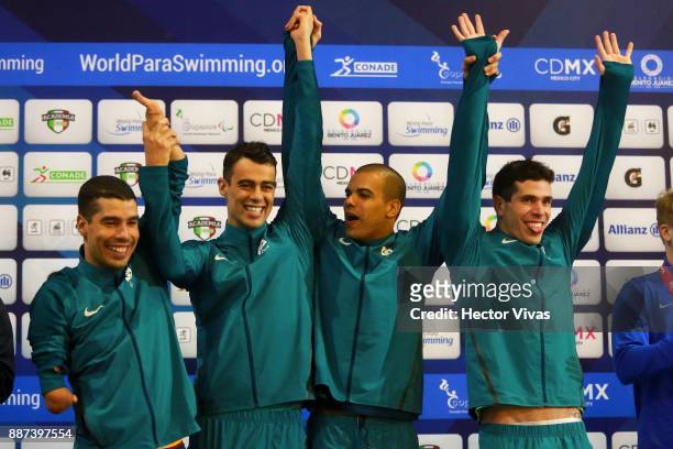 Brazilian team celebrates after winning the Men's 4x100m Medley Relay 34pts Final during day 5 of the Para Swimming World Championship Mexico City...