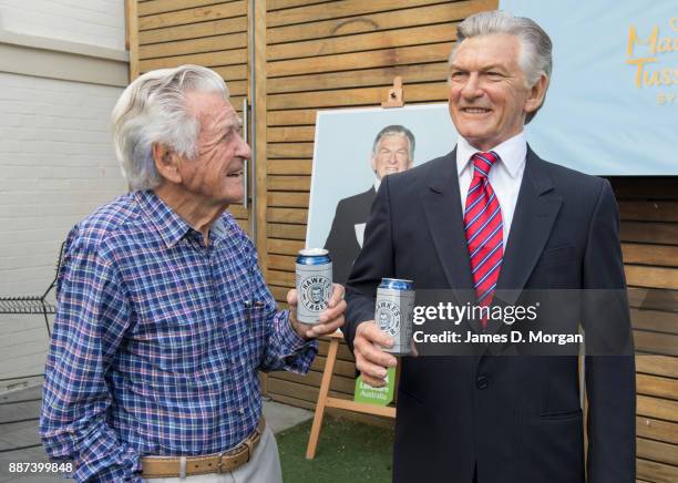 Former Australian Prime Minister Bob Hawke unveiled his re-moulded wax hand on December 7, 2017 in Sydney, Australia. In an Australian first, Madame...