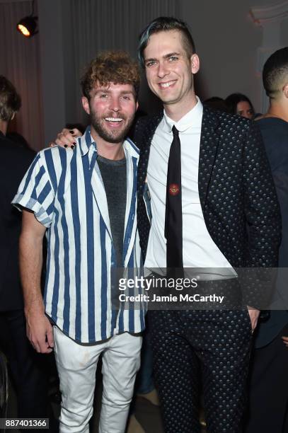 Tim Weiland and Carter Cleveland attend the Artsy Projects Miami x Gucci: Special Thanks to Bombay Sapphire at The Bath Club on December 6, 2017 in...