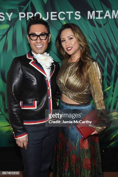 Julio Lguchi and guest attend the Artsy Projects Miami x Gucci: Special Thanks to Bombay Sapphire at The Bath Club on December 6, 2017 in Miami...