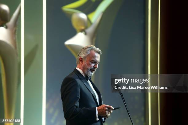 Sam Neill presents the Longford Lyell Award during the 7th AACTA Awards Presented by Foxtel at The Star on December 6, 2017 in Sydney, Australia.