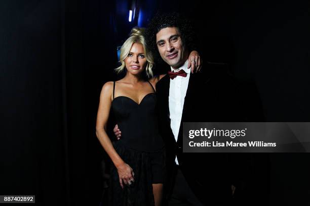 Sophie Monk and Osamah Sami pose backstage during the 7th AACTA Awards Presented by Foxtel at The Star on December 6, 2017 in Sydney, Australia.