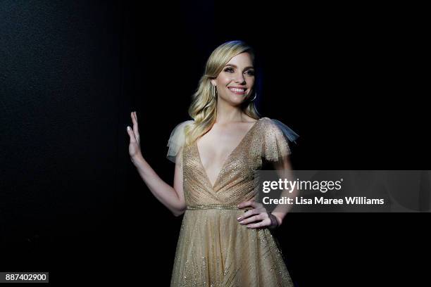 Melina Vidler poses backstage during the 7th AACTA Awards Presented by Foxtel at The Star on December 6, 2017 in Sydney, Australia.