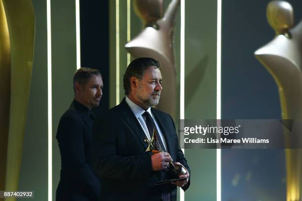 Russell Crowe presents the AACTA Award for Best Asian Film Presented By PR Asia during the 7th AACTA Awards Presented by Foxtel at The Star on...