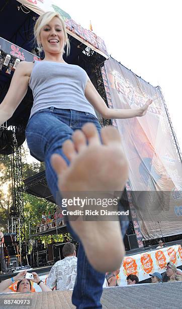 Singer/Songwriter Kellie Pickler celebrates her 23rd birthday on stage during Country Stampede 2009 at Tuttle Creek State Park on June 28, 2009 in...