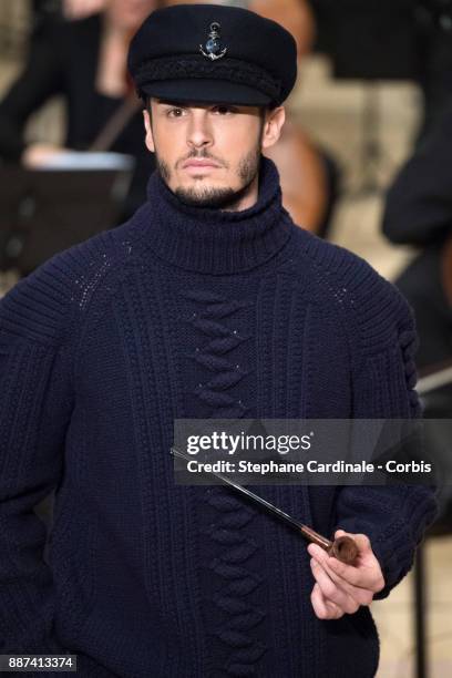 Baptiste Giabiconi walks the runway during the Chanel Collection Metiers d'Art Paris Hamburg 2017/18 at the Elbphilharmonie on December 6, 2017 in...