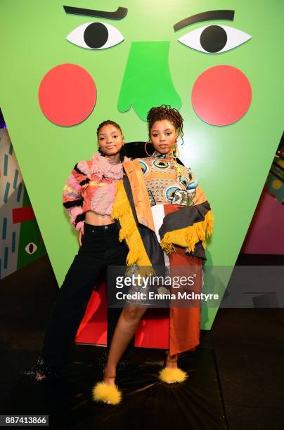 Halle Bailey and Chloe Bailey attend Refinery29 29Rooms Los Angeles: Turn It Into Art Opening Night Party at ROW DTLA on December 6, 2017 in Los...