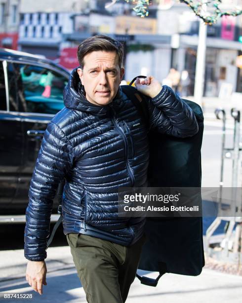 Ed Helms is seen arriving at his hotel on December 6, 2017 in New York, New York.
