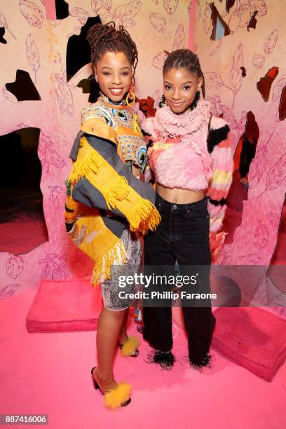 Chloe Bailey and Halle Bailey attend Refinery29 29Rooms Los Angeles: Turn It Into Art Opening Night Party at ROW DTLA on December 6, 2017 in Los...