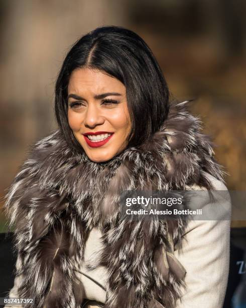 Vanessa Hudgens is seen on set of 'Second Act' on December 6, 2017 in New York, New York.