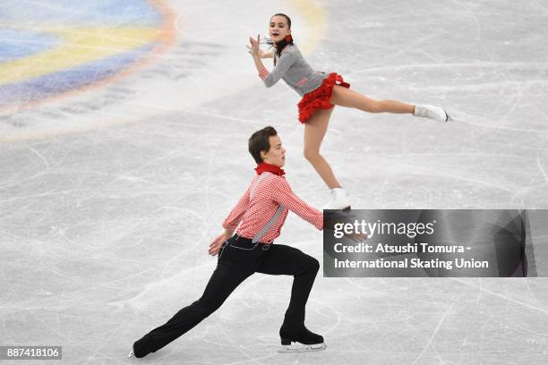 Apollinariia Panfilova and Dmitry Rylov of Russia compete in the Junior pairs short progam during the ISU Junior & Senior Grand Prix of Figure...