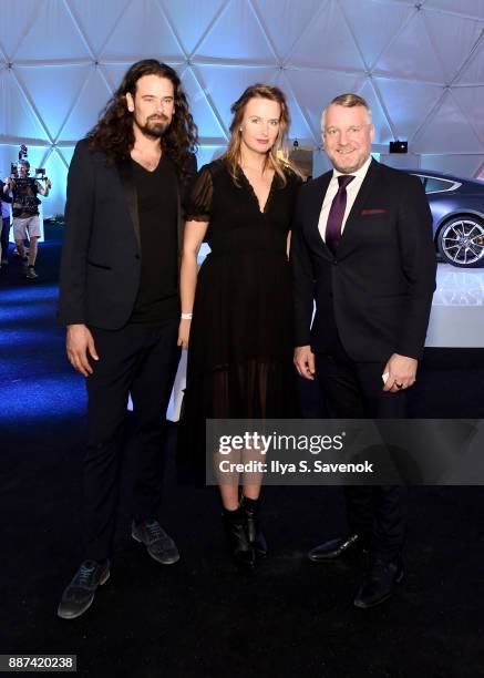 Studio Drift artists Ralph Nauta and Lonneke Gordijn, and Head of BMW Group Cultural Engagement Thomas Girst attend the World Premiere Of FRANCHISE...