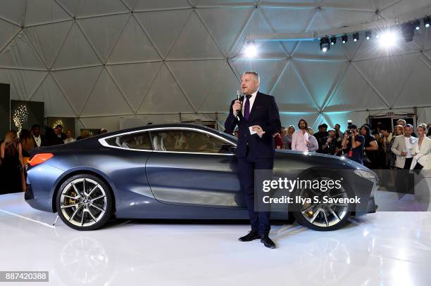 Head of BMW Group Cultural Engagement Thomas Girst speaks onstage at the World Premiere Of FRANCHISE FREEDOM - A Flying Sculpture By Studio Drift In...