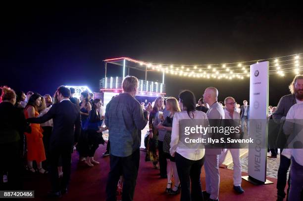 View of the crowd at the World Premiere Of FRANCHISE FREEDOM - A Flying Sculpture By Studio Drift In Partnership With BMW at The Faena Art Dome on...